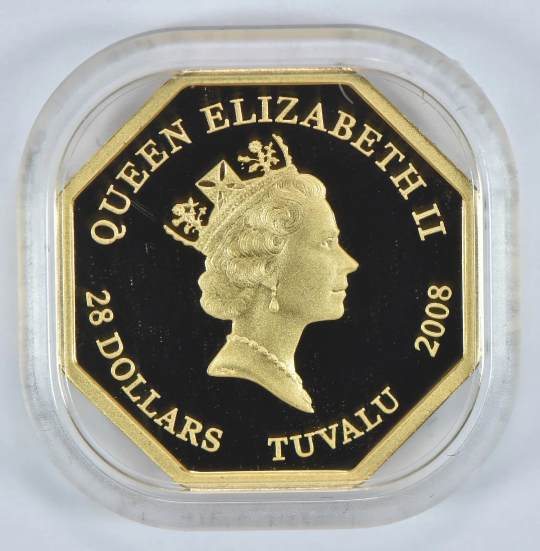 2008 TUVALU 28 DOLLARS GOLD GOOD FORTUNE GOLD (1 of 2)