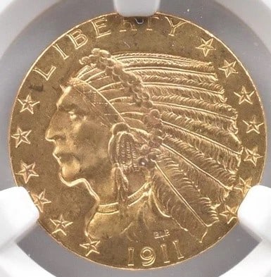 1911 $5 INDIAN HEAD GOLD HALF EAGLE (1 of 2)