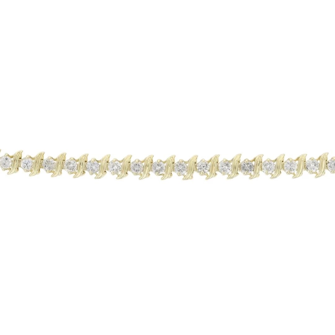 ROUND DIAMOND TENNIS BRACELET 14K YELLOW GOLD (1 of 5)