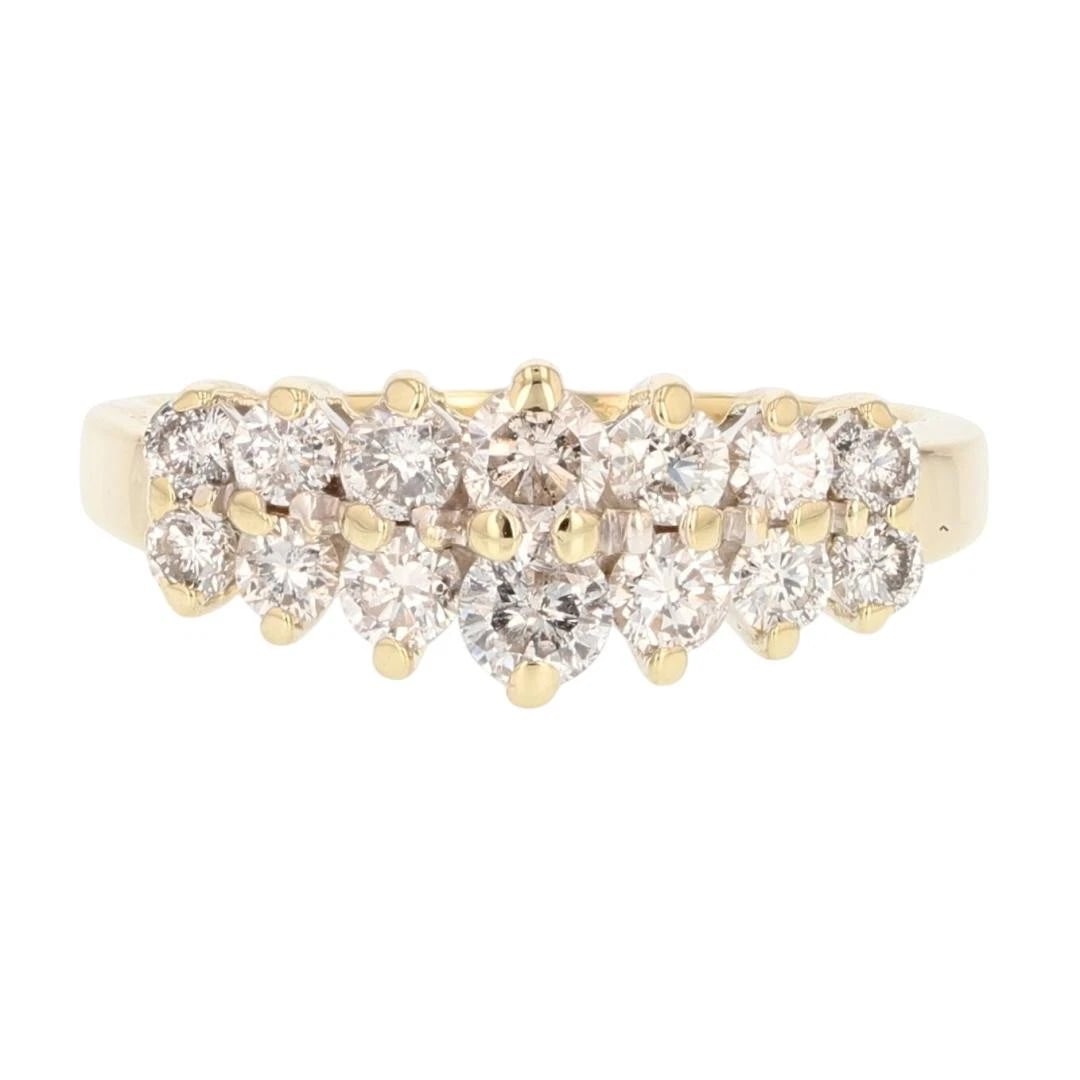 ROUND CUT DIAMOND DOUBLE ROW PYRAMID BAND RING (1 of 2)