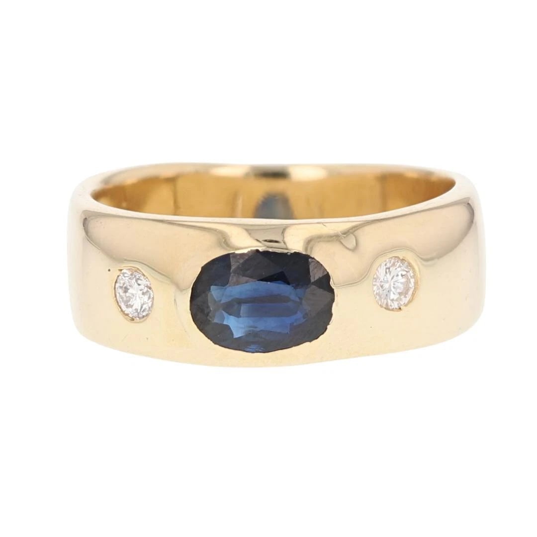 SAPPHIRE SOLITAIRE W/ DIAMOND ACCENTS BAND RING (1 of 2)