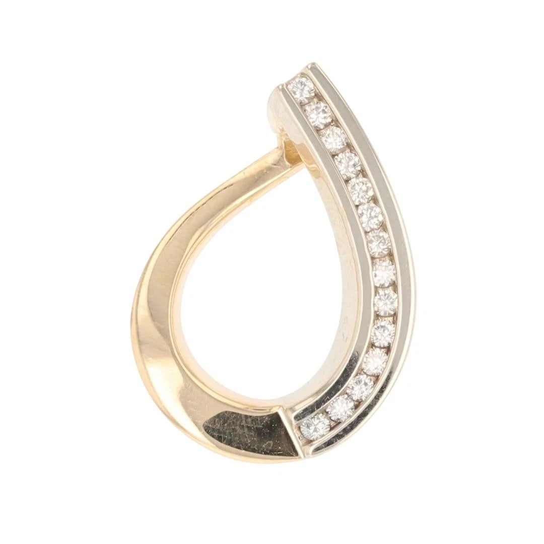 ROUND CUT DIAMOND OPEN TEARDROP PENDANT 14K MULTI-TONE GOLD (1 of 4)