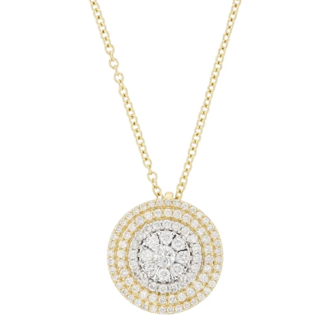 EFFY ROUND DIAMOND CLUSTER PENDANT NECKLACE: EFFY Round Diamond Cluster Pendant Necklace Brand: Effy Type: Necklace Material: 14k Multi-Tone Gold Main Stone/Creation Natural Color: None Size: Necklace Measurement: 18" - 16.75" - 15.75"