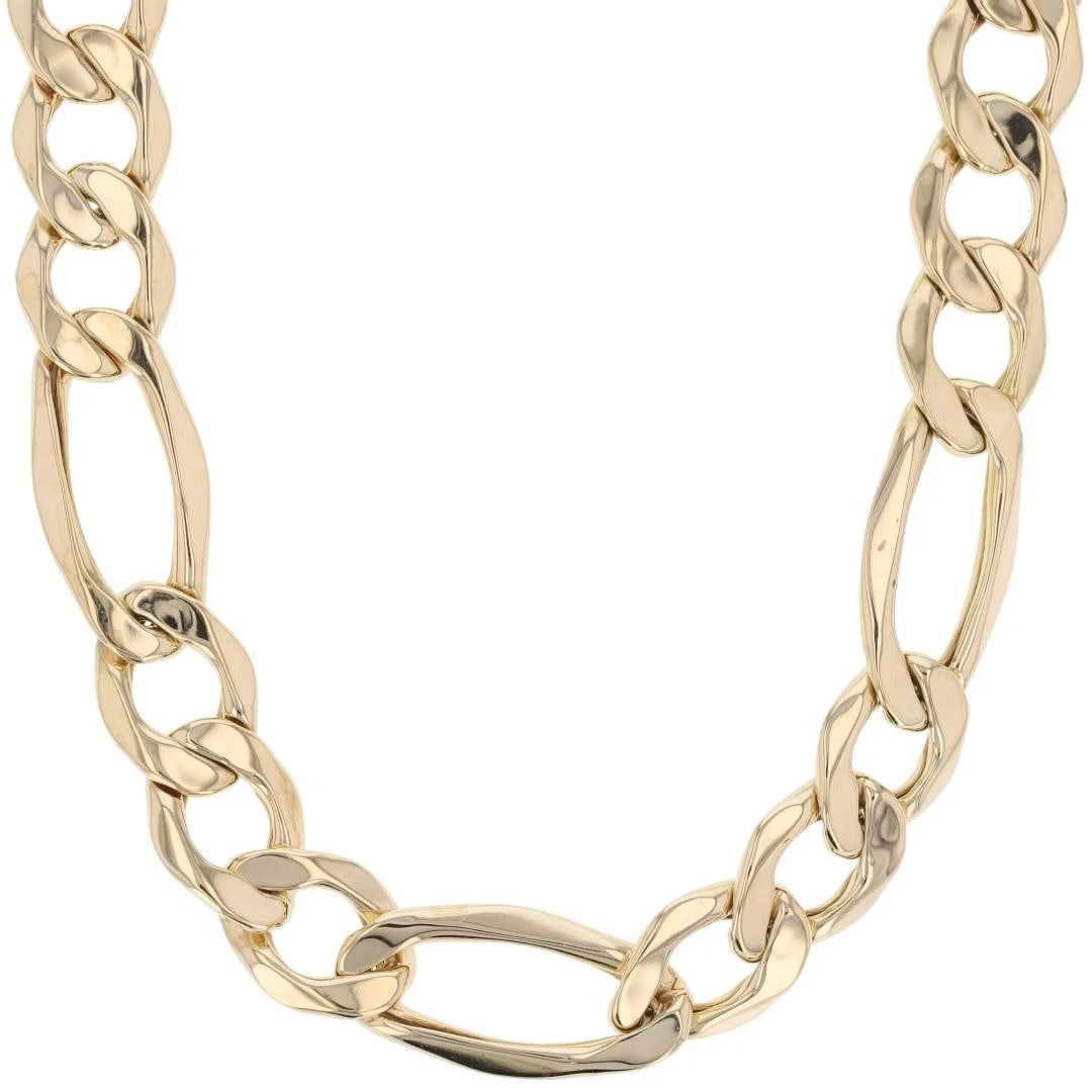 HOLLOW FIGARO LINK CHAIN NECKLACE 10K YELLOW GOLD: Hollow Figaro Link Chain Necklace 10k Yellow Gold Brand: Unbranded Type: Necklace Material: 10k Yellow Gold Color: None Size: Necklace Measurement: 26" Length / 12mm Accessories: None