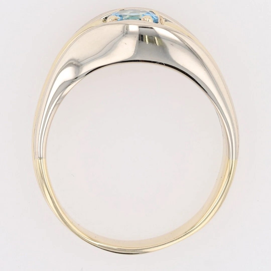 ROUND BLUE TOPAZ SOLITAIRE SPLIT SHANK RING - 2
