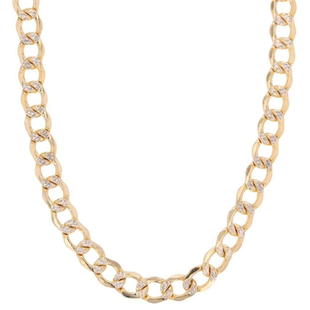 DIAMOND-CUT HOLLOW CURB CHAIN NECKLACE: Diamond-Cut Hollow Curb Chain Necklace Brand: Unbranded Type: Necklace Material: 14k Multi-Tone Gold Color: None Size: Necklace Measurement: 26" Length / 6.7mm Accessories: None Accessories