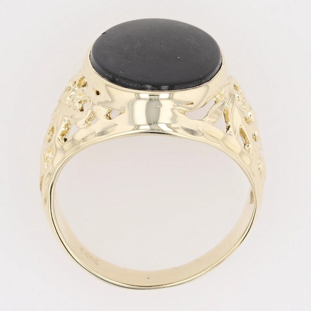 CABOCHON DYED ONYX SOLITAIRE STATEMENT RING - 2