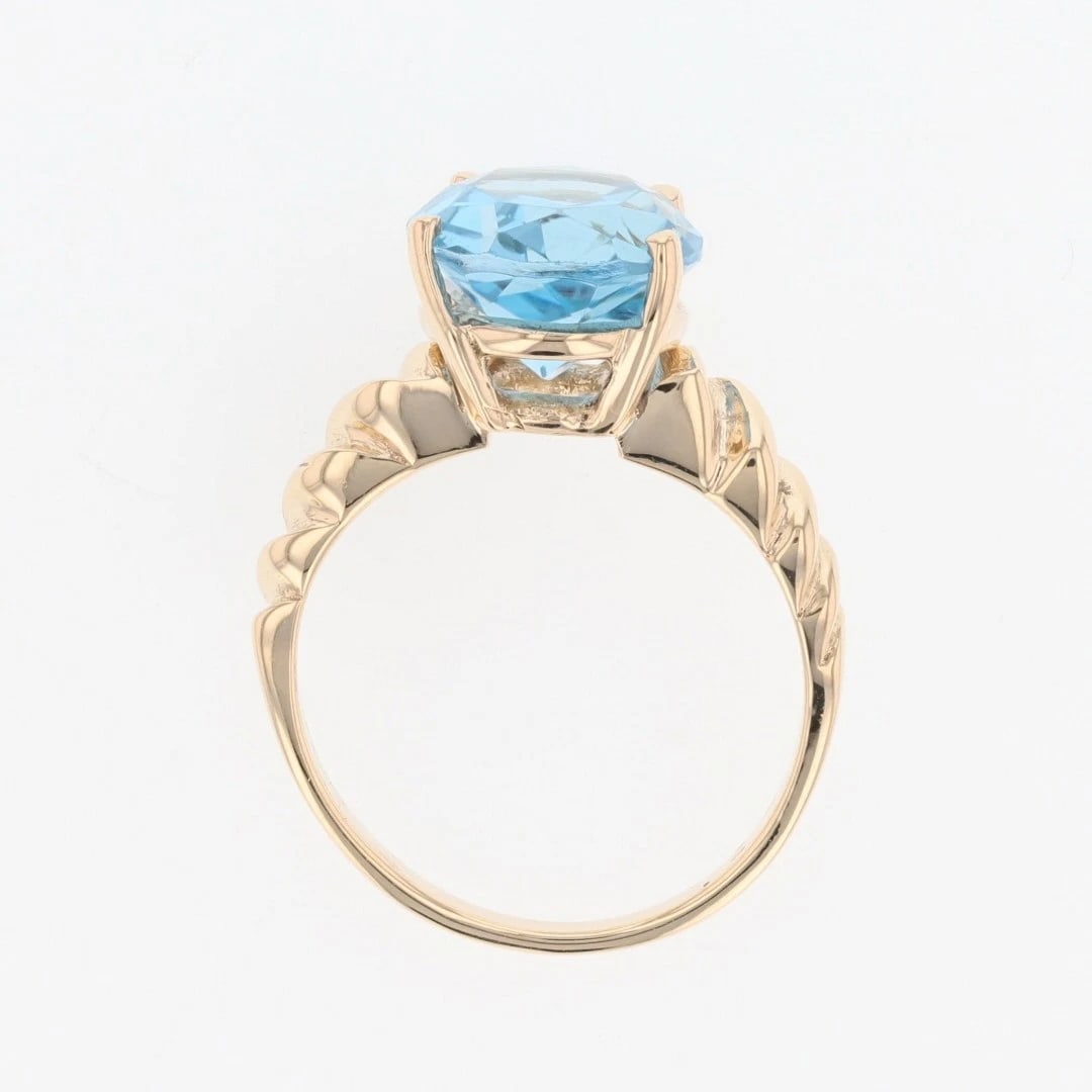 BLUE TOPAZ SOLITAIRE SCALLOPED STATEMENT RING - 2