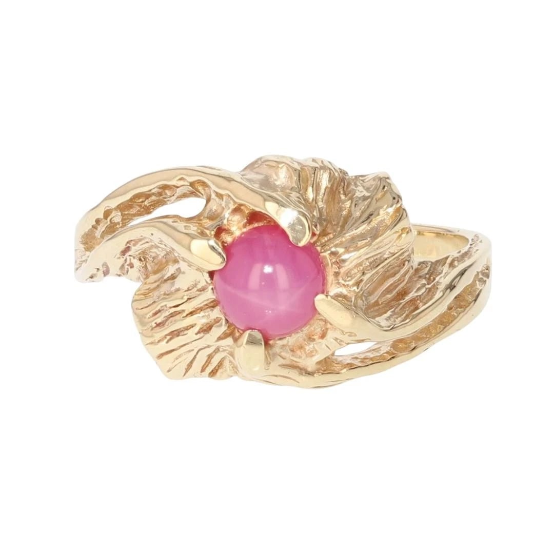 ROUND STAR RUBY VINTAGE STYLE RING 14K YELLOW GOLD (1 of 2)