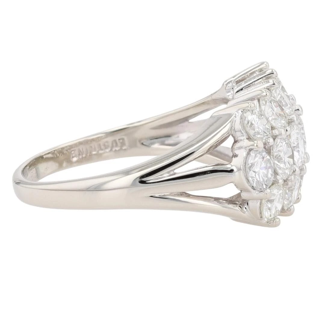 ROUND DIAMOND THREE-ROW PRONG SET CLUSTER RING - 4