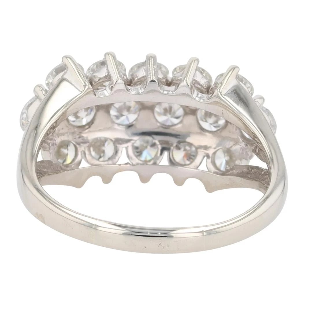 ROUND DIAMOND THREE-ROW PRONG SET CLUSTER RING - 5