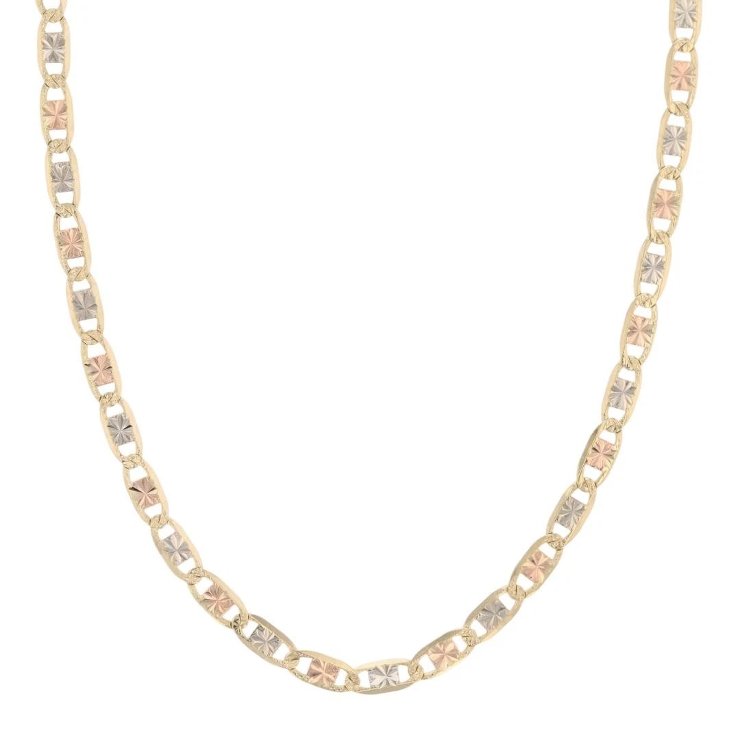 DIAMOND-CUT ANCHOR LINK CHAIN NECKLACE: Diamond-Cut Anchor Link Chain Necklace Brand: Unbranded Type: Necklace Material: 14k Multi-Tone Gold Color: None Size: Necklace Measurement: 18" Length / 3.4mm Accessories: None Accessories