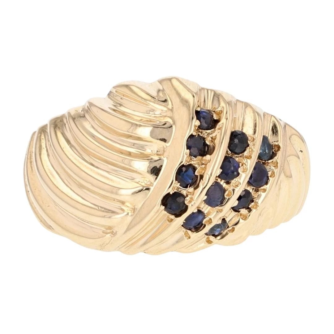 SAPPHIRE THREE-ROW DIAGONAL RIBBED VINTAGE RING (1 of 2)