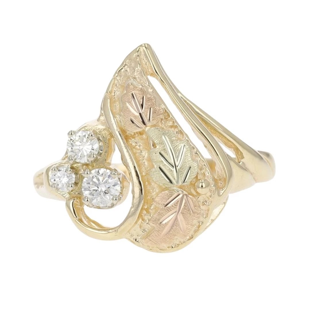BLACK HILLS GOLD DIAMOND THREE-STONE RING (1 of 2)