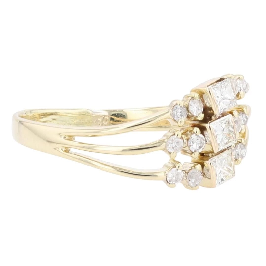 PRINCESS CUT DIAMOND THREE-STONE STATEMENT RING - 2