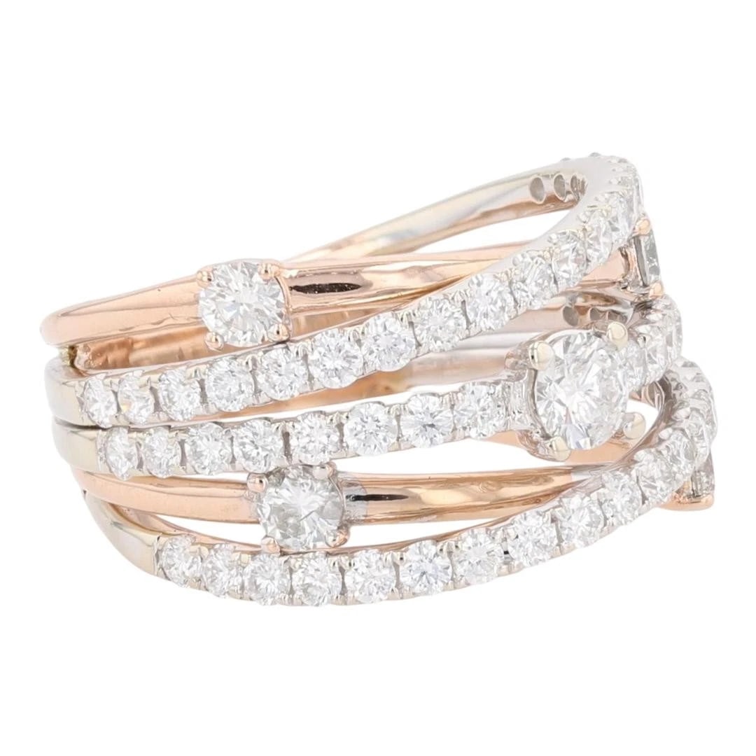 ROUND CUT DIAMOND CRISSCROSS STATEMENT RING - 2