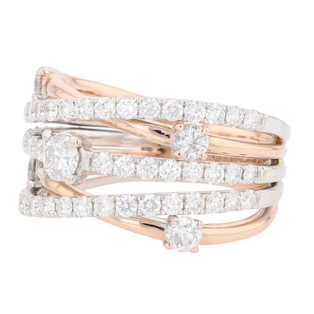 ROUND CUT DIAMOND CRISSCROSS STATEMENT RING - 3