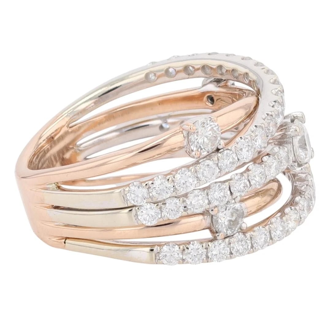 ROUND CUT DIAMOND CRISSCROSS STATEMENT RING - 4