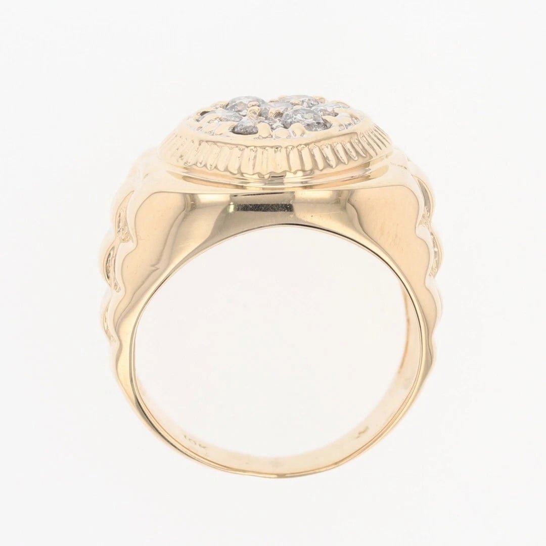 DIAMOND CLUSTER RIBBED STATEMENT BAND RING - 2