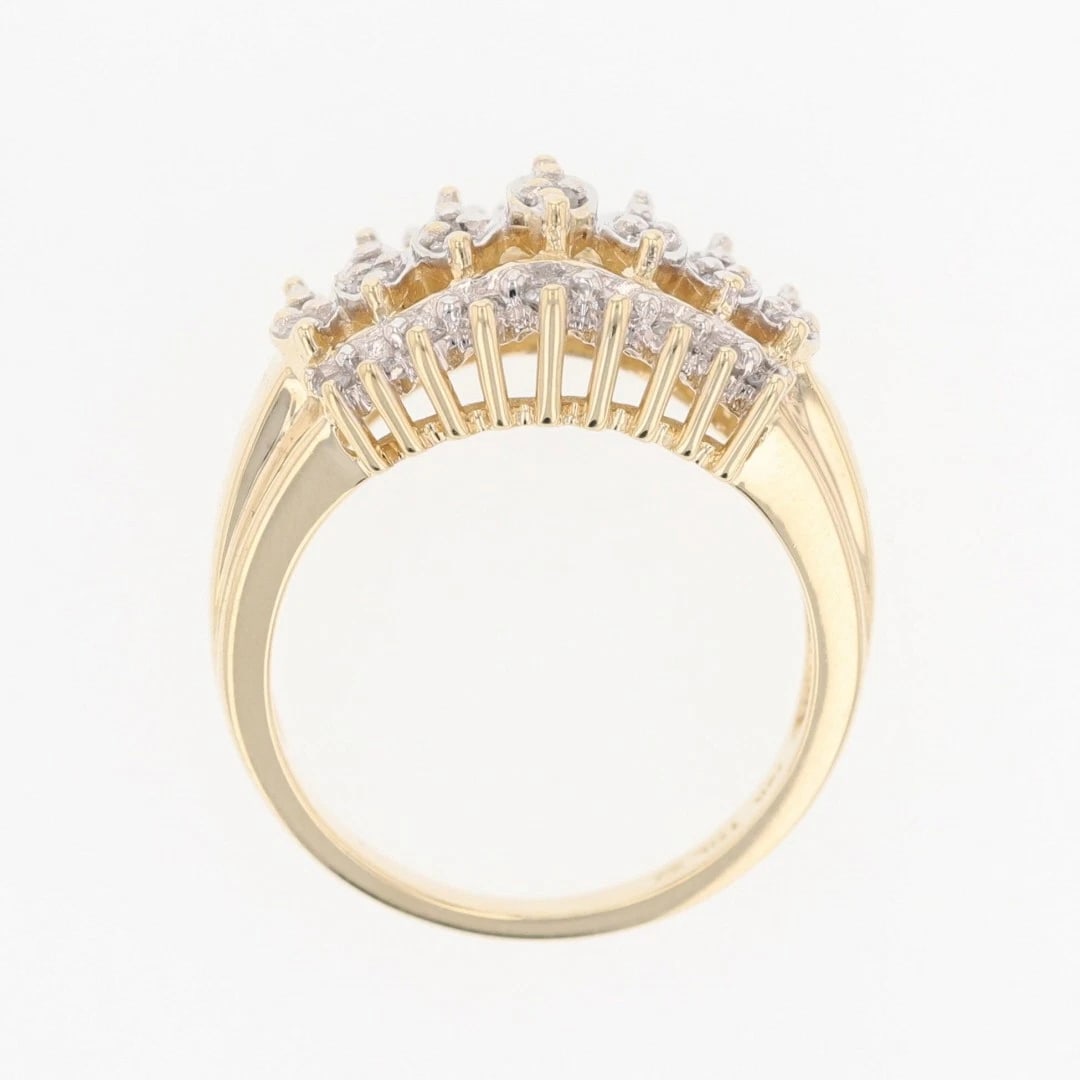 ROUND DIAMOND CLUSTER MULTI-ROW STATEMENT RING - 2