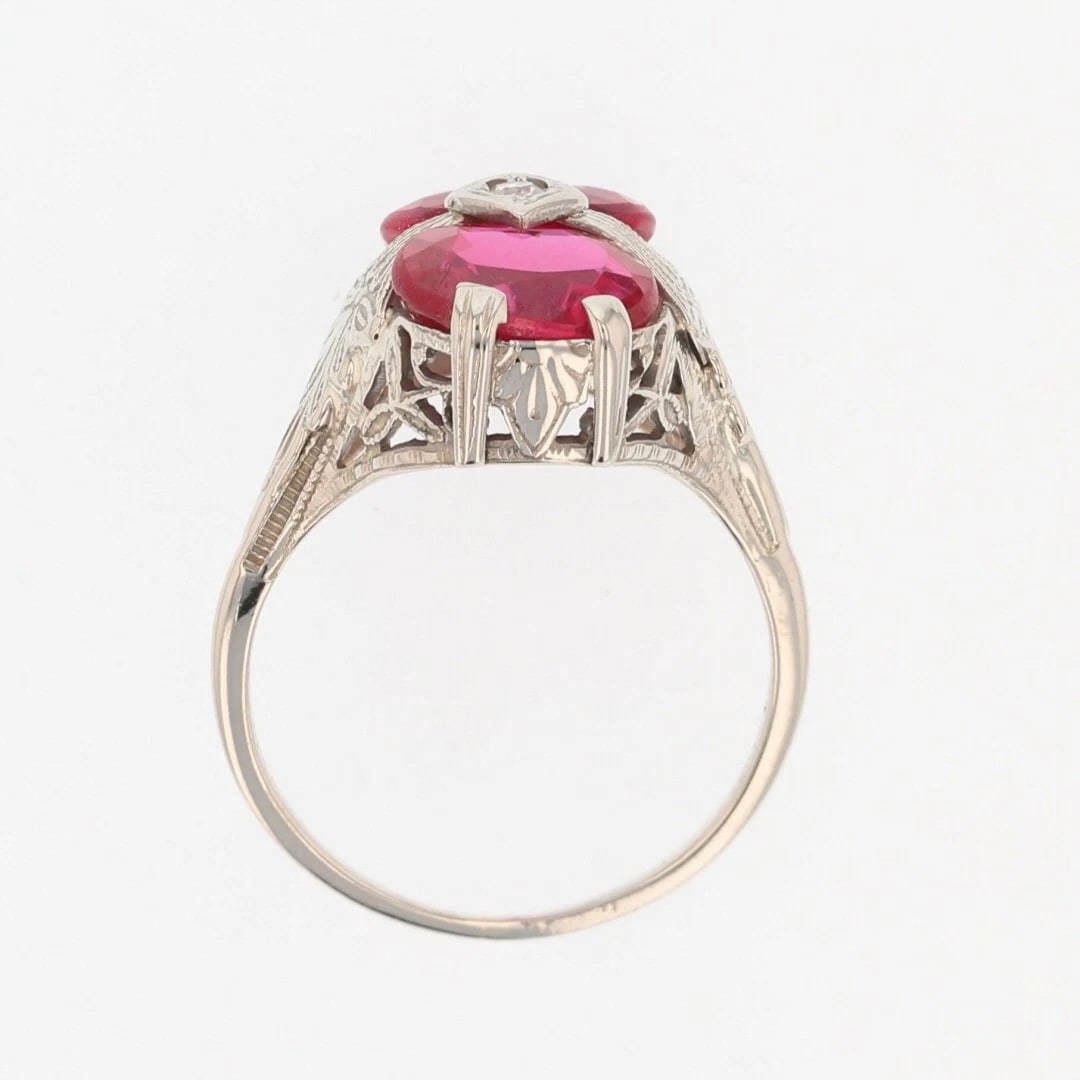 LAB-CREATED RUBY & DIAMOND TWO-STONE RING - 2