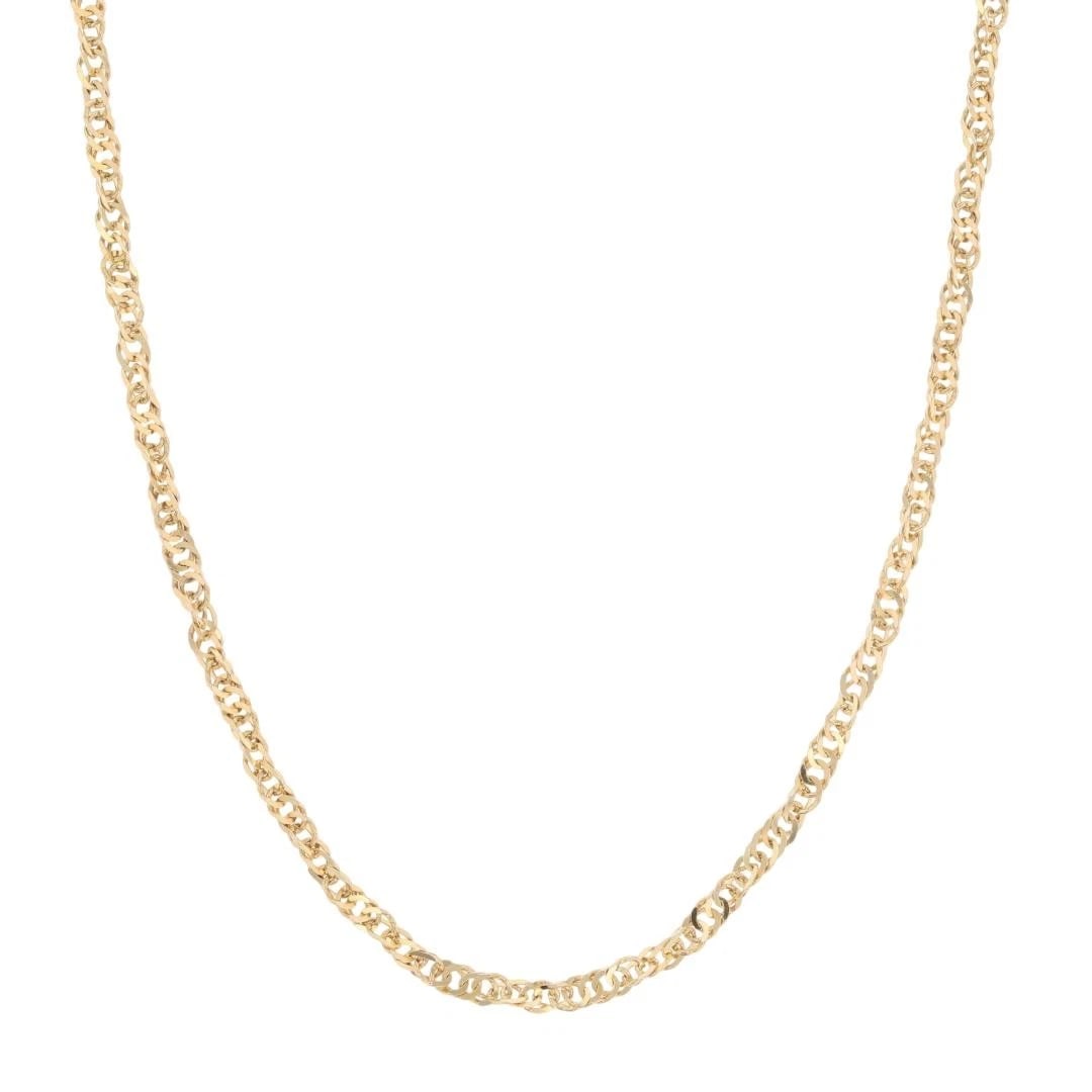 SINGAPORE LINK CHAIN NECKLACE 14K YELLOW GOLD: Singapore Link Chain Necklace 14k Yellow Gold Brand: Unbranded Type: Necklace Material: 14k Yellow Gold Color: None Size: Necklace Measurement: 20.5" Length / 2.4mm Accessories: None