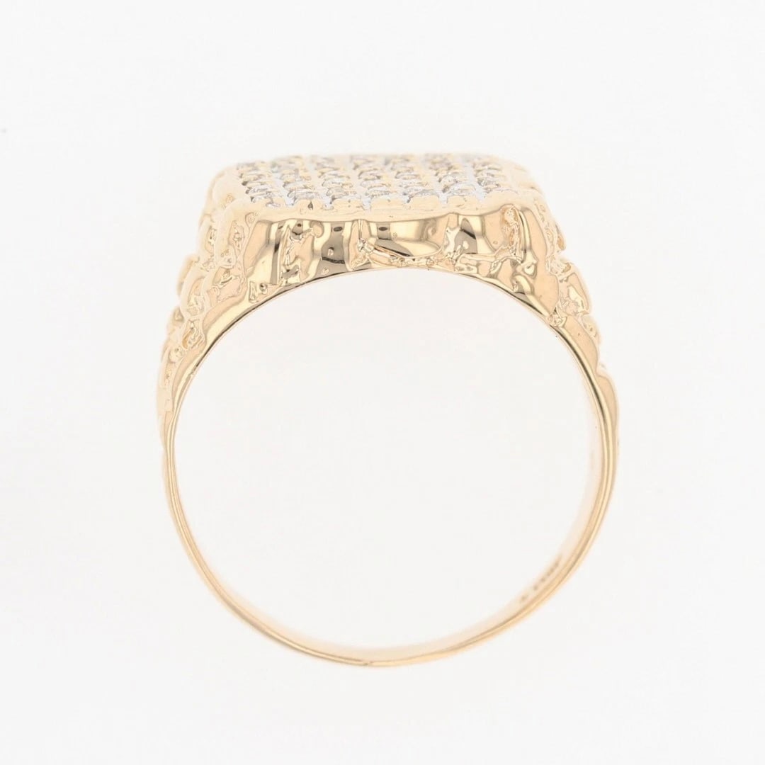 DIAMOND CLUSTER NUGGET SIGNET STATEMENT RING - 2