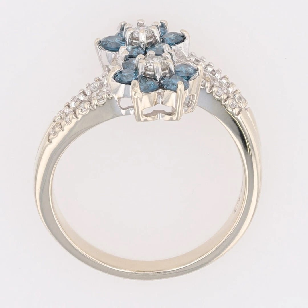 ROUND CUT DIAMOND DOUBLE FLOWER SPLIT SHANK RING - 2