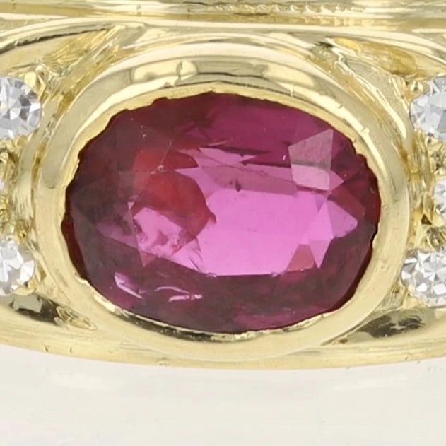 OVAL CUT RUBY WITH DIAMOND ACCENTS RING - 3