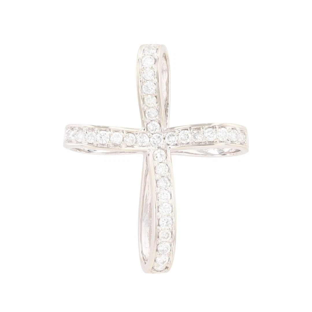 ROUND DIAMOND RELIGIOUS CROSS PENDANT 14K WHITE GOLD (1 of 5)