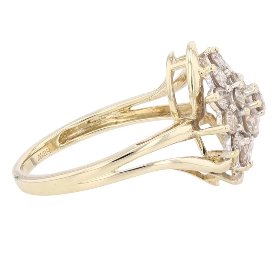 ROUND CUT DIAMOND CLUSTER BYPASS STATEMENT RING - 4