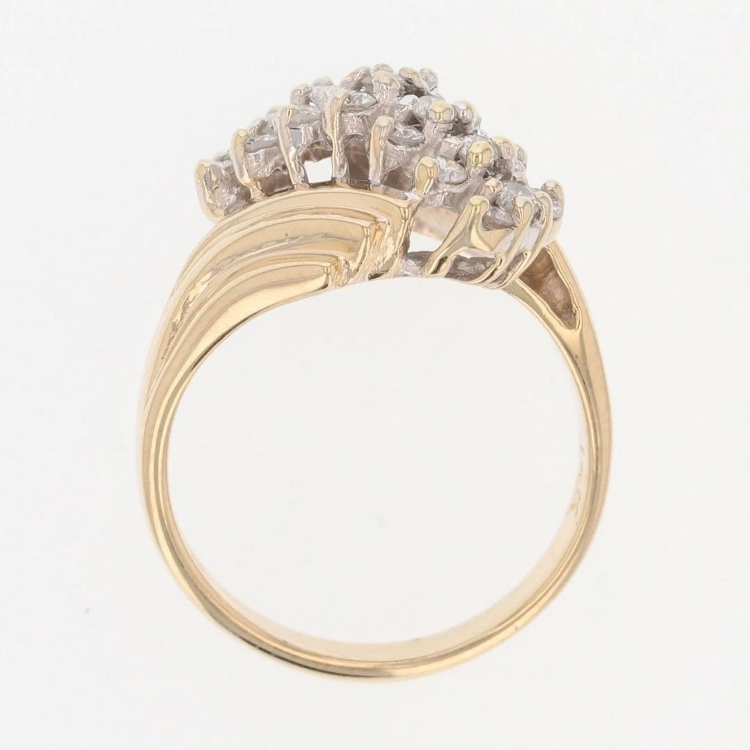 ROUND CUT DIAMOND DIAGONAL SET CLUSTER BYPASS RING - 2