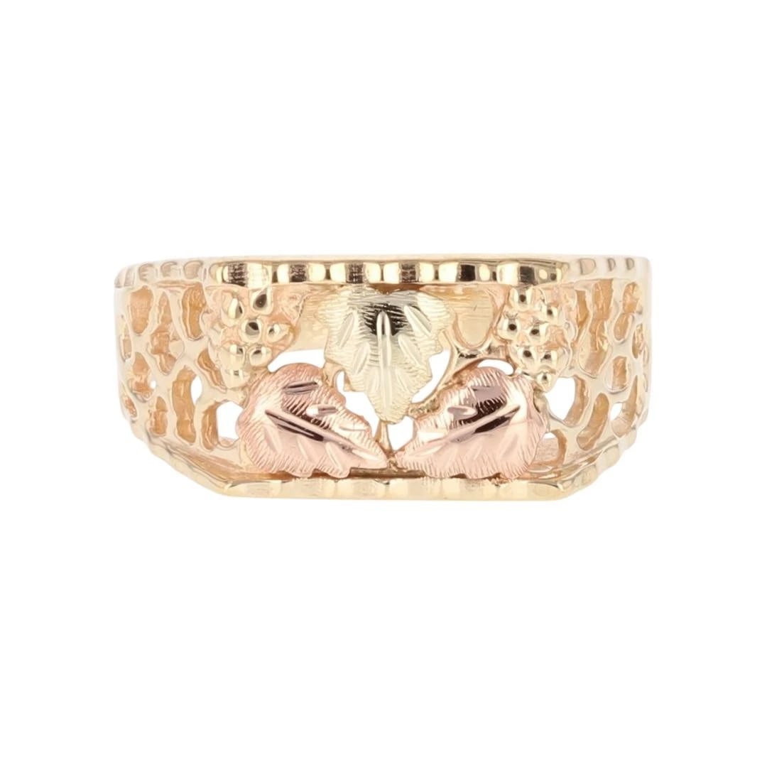 BLACK HILLS GOLD LEAVES AND GRAPES STATEMENT RING (1 of 5)