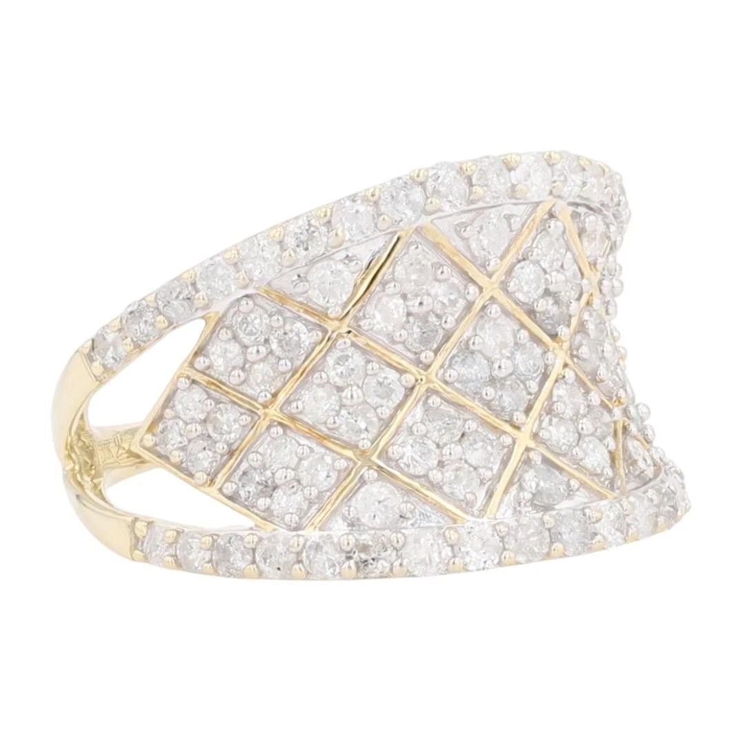 DIAMOND PAVÉ SET PATTERNED CONCAVE BAND RING - 2