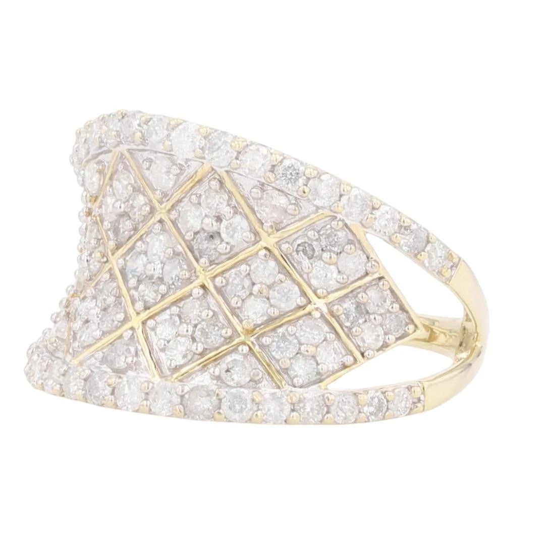 DIAMOND PAVÉ SET PATTERNED CONCAVE BAND RING - 3