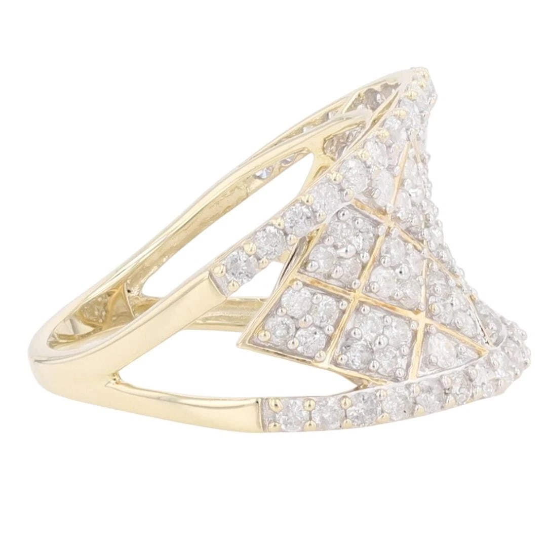 DIAMOND PAVÉ SET PATTERNED CONCAVE BAND RING - 4