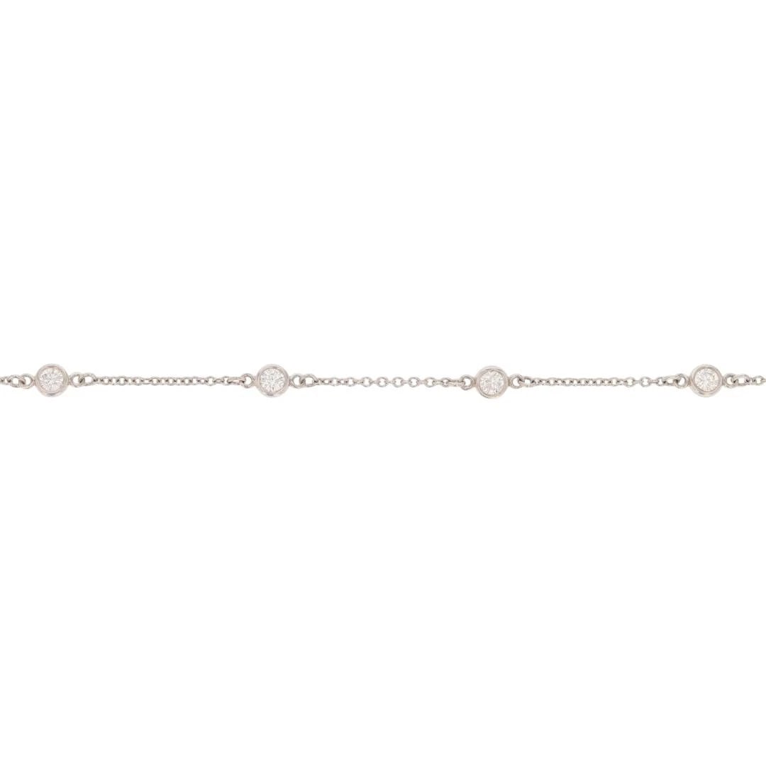 ELSA PERETTI DIAMONDS STATION BRACELET PLATINUM: Elsa Peretti Diamonds Station Bracelet Platinum Brand: Tiffany & Co. Type: Bracelet Material: 950 Platinum Main Stone/Creation Natural Color: None Size: Bracelet Measurement: 6.5" Length / 1mm Ac