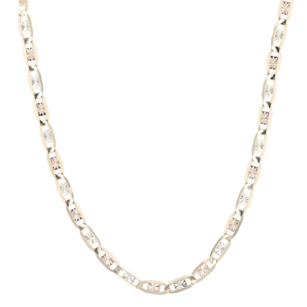 DIAMOND CUT MARINER CHAIN NECKLACE 14K MULTI-TONE GOLD: Diamond Cut Mariner Chain Necklace 14k Multi-Tone Gold Brand: Unbranded Type: Necklace Material: 14k Multi-Tone Gold Color: None Size: Necklace Measurement: 22.5" Length / 3.2mm Accessories: None