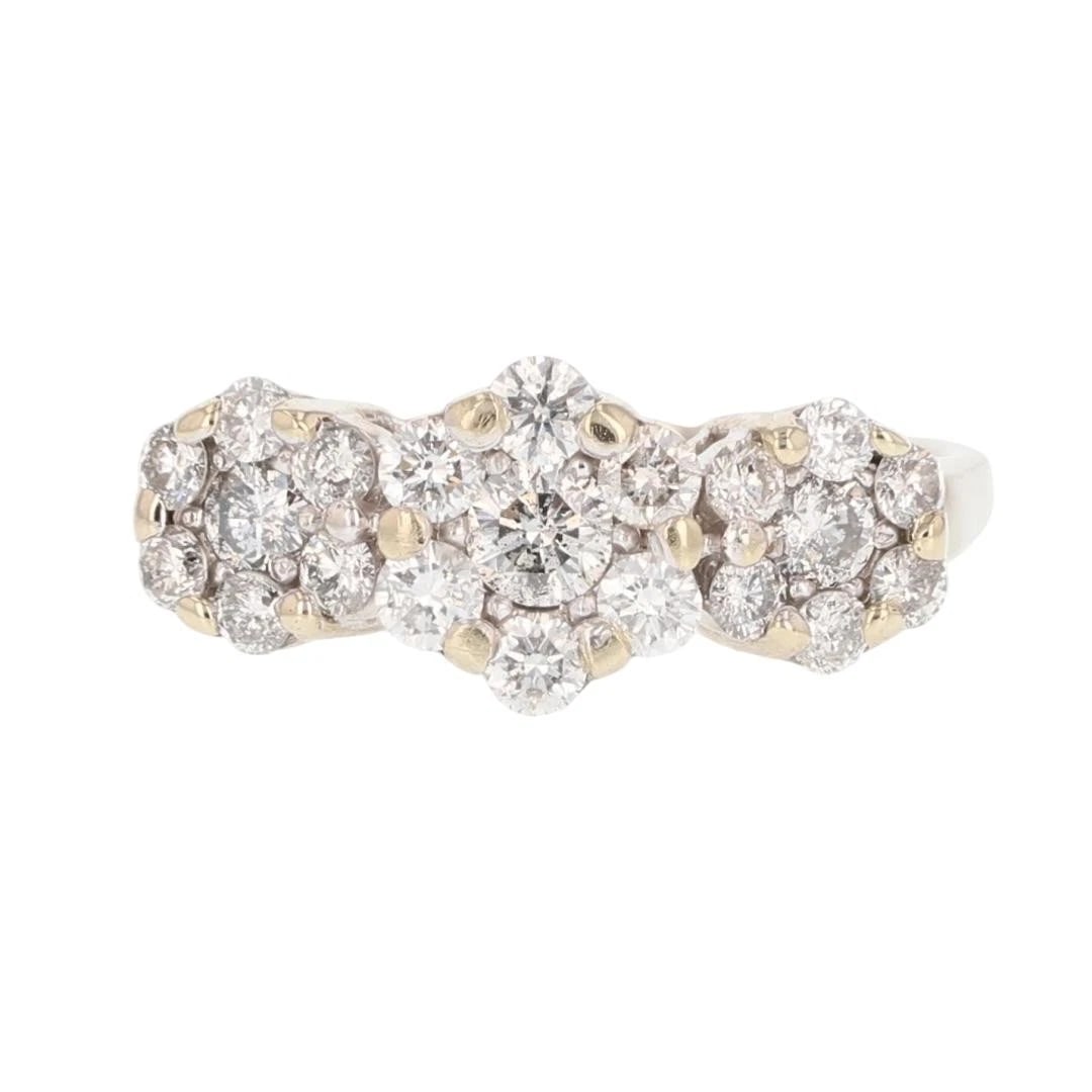 ROUND CUT DIAMOND THREE-CLUSTER STATEMENT RING (1 of 2)