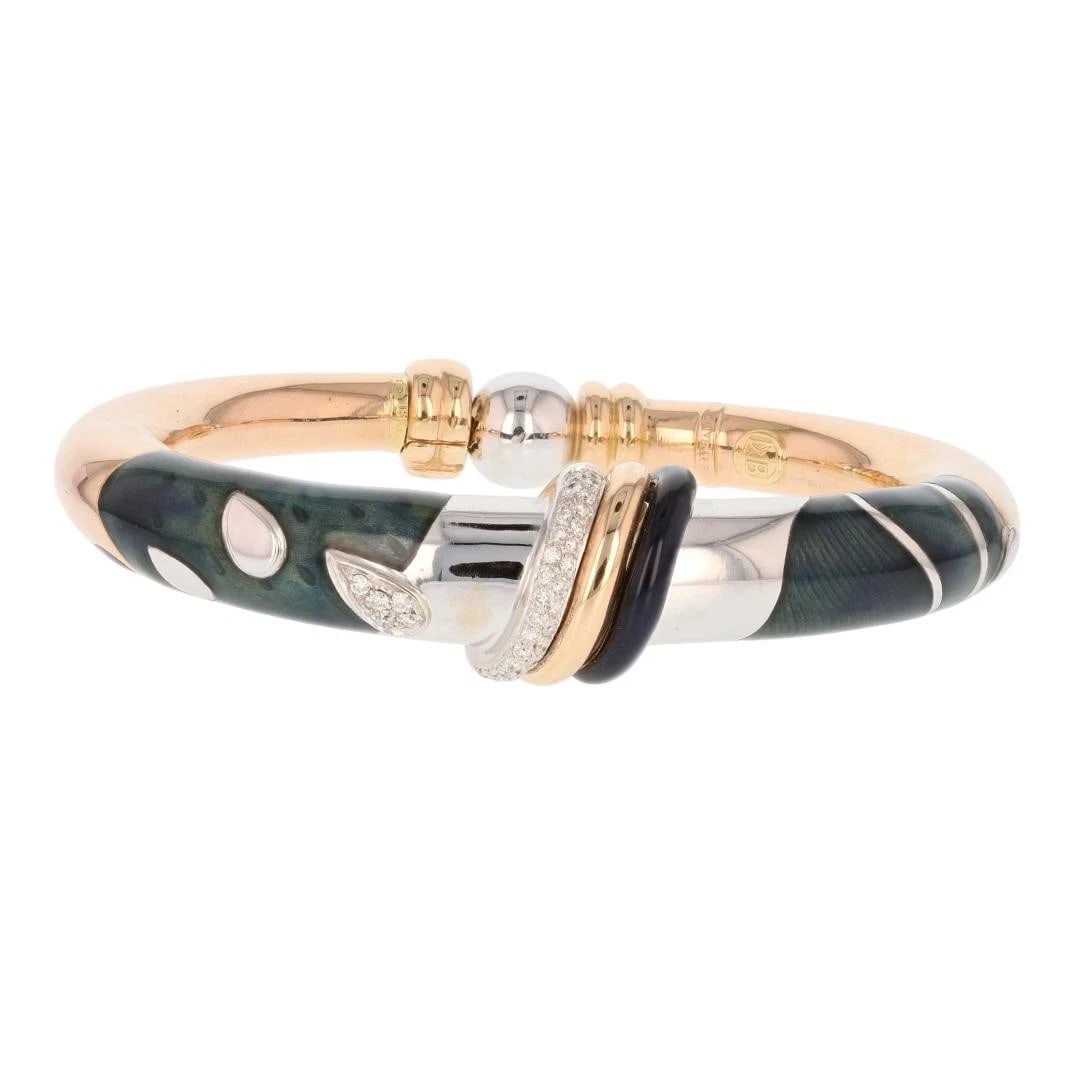 NOUVELLE BAGUE DIAMOND AND ENAMEL BANGLE BRACELET (1 of 5)