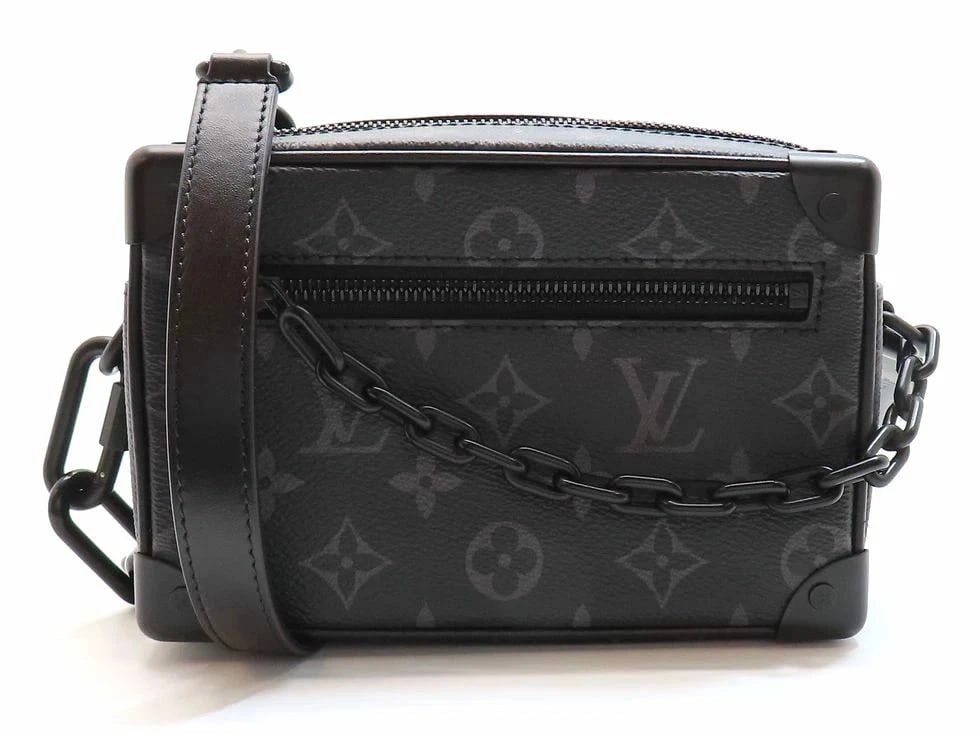 LOUIS VUITTON MONOGRAM ECLIPSE MINI SOFT TRUNK SHOULDER BAG: Louis Vuitton Monogram Eclipse Mini Soft Trunk Shoulder Bag Brand: Louis Vuitton Type/Style: Handbag Material: Monogram Eclipse Color: None Size: H 13.0cm x W 18.5cm x G 8.0cm / Shoulder: 123cm A