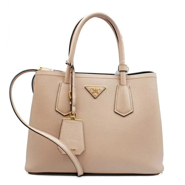 PRADA DOUBLE BAG SAFFIANO CAMEO PINK BEIGE: Prada Double Bag Saffiano Cameo Pink Beige Brand: Prada Type/Style: Handbag Material: Saffiano Color: Beige Size: W:31.5cm × H:23cm × D:14cm / Shoulder length: 113-123cm Accessories: None