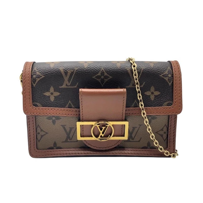 LOUIS VUITTON PORTEFEUILLE DAUPHINE MONOGRAM REVERSE SHOULDER BAG: LOUIS VUITTON Portefeuille Dauphine Monogram Reverse Shoulder Bag Brand: LOUIS VUITTON Type/Style: Handbag Material: Monogram Reverse Color: Brown Size: W: 18.5cm / H: 12cm / D: 5cm / Shoulder: 10