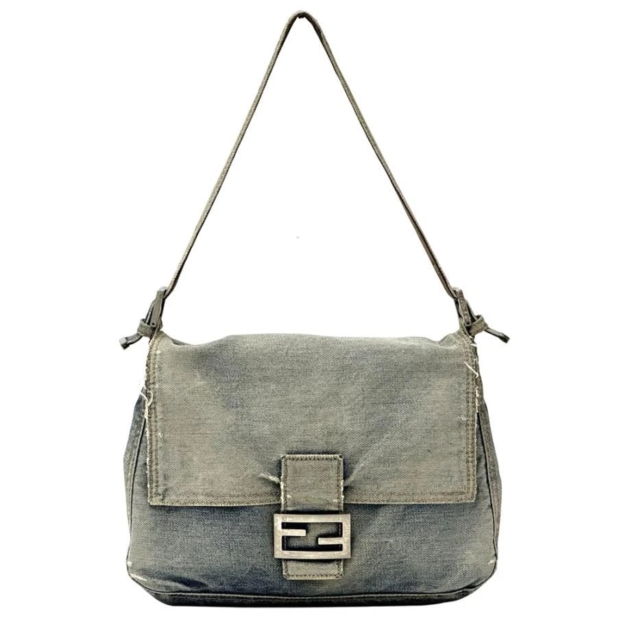 FENDI DENIM MAMMA BUCKET SHOULDER BAG BLUE DAMAGED (1 of 6)