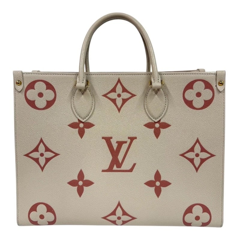 LOUIS VUITTON ONTHEGO MM BEIGE BICOLOR MONOGRAM EMPREINTE TOTE: LOUIS VUITTON Onthego MM Beige Bicolor Monogram Empreinte Tote Brand: LOUIS VUITTON Type/Style: Handbag Material: Two-Tone Monogram Empreinte Color: beige Size: W: 34cm / H: 26cm / D: 15cm 