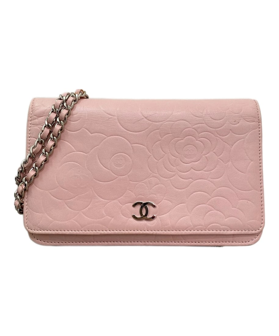 CHANEL CAMELLIA CHAIN SHOULDER BAG: CHANEL Camellia Chain Shoulder Bag Brand: CHANEL Type/Style: Handbag Material: Leather Color: Pink Size: H:12.5cm / W:19cm / D:3cm Accessories: None Accessories Notice: When purchasing