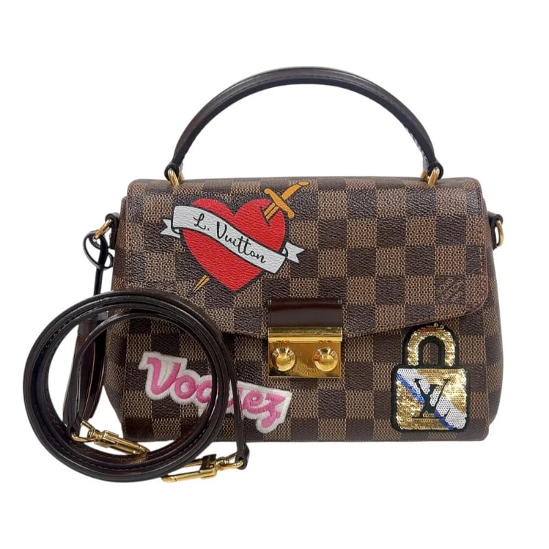 LOUIS VUITTON CROISETTE BROWN DAMIER SHOULDER BAG: LOUIS VUITTON Croisette Brown Damier Shoulder Bag Brand: LOUIS VUITTON Type/Style: Handbag Material: Damier Color: Brown Size: W: 23cm / H: 17cm / D: 8cm / Shoulder: 122cm Accessories: None
