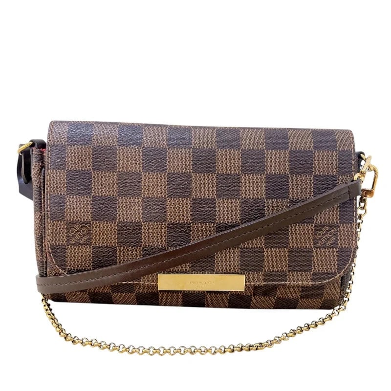 LOUIS VUITTON FAVORITE PM BROWN DAMIER CANVAS SHOULDER BAG: LOUIS VUITTON Favorite PM Brown Damier Canvas Shoulder Bag Brand: LOUIS VUITTON Type/Style: Handbag Material: Damier Canvas Color: Brown Size: W: 21cm / H: 13cm / D: 3.5cm / Shoulder: 112cm 
