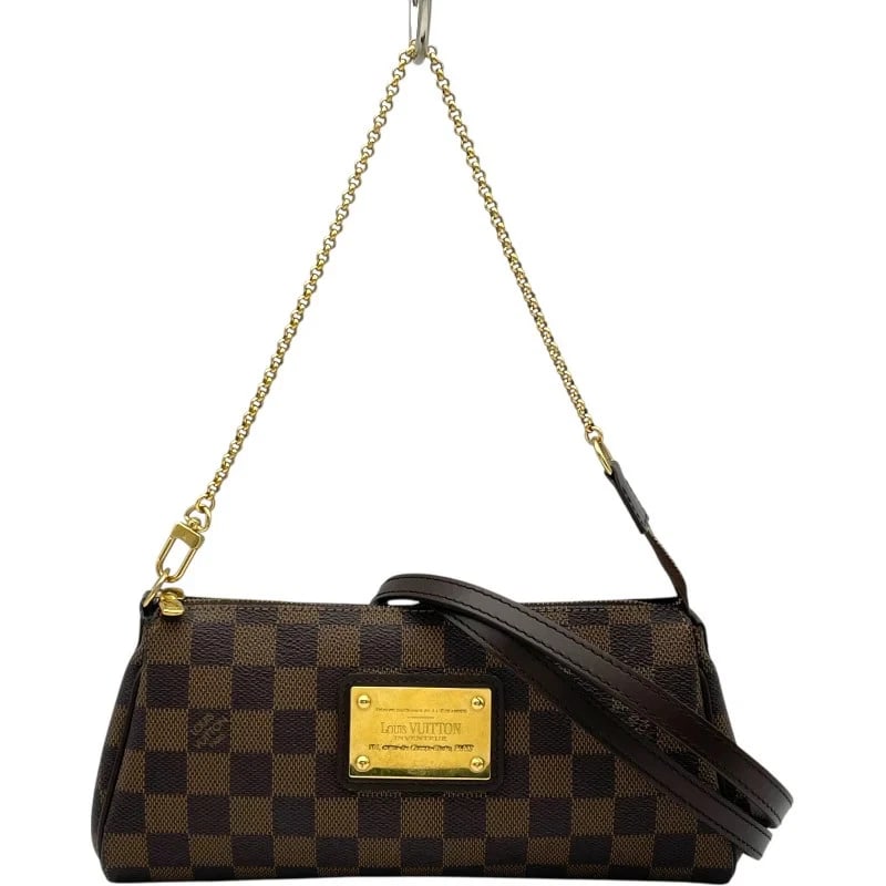 LOUIS VUITTON EVA BROWN DAMIER SHOULDER BAG: LOUIS VUITTON Eva Brown Damier Shoulder Bag Brand: LOUIS VUITTON Type/Style: Handbag Material: Damier Color: Brown Size: W: 24cm / H: 12cm / D: 3.5cm / Shoulder: 125cm Accessories: None