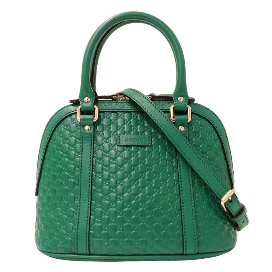 GUCCI HANDBAG SHOULDER BAG MICRO GG SHIMA LEATHER GREEN (1 of 5)